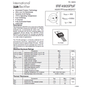 Dastasheet-IRF4905